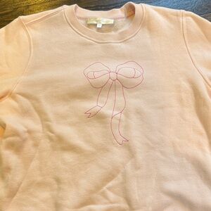 NEW WITHOUT TAGS LoveShackFancy Light Pink Bow Embroidered Sweatshirt
